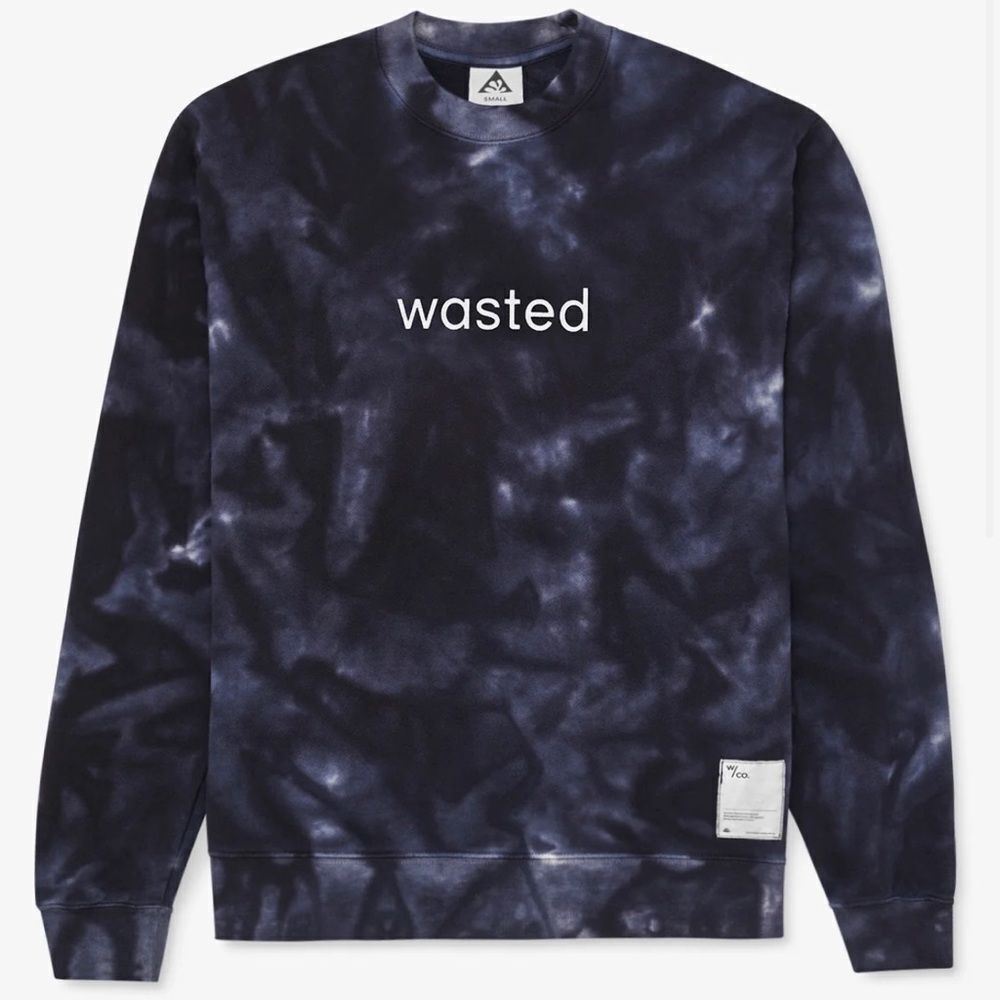 WASTED COLLECTIVE Good Times Space Dye Blue Sweatshirt LARGE NWT